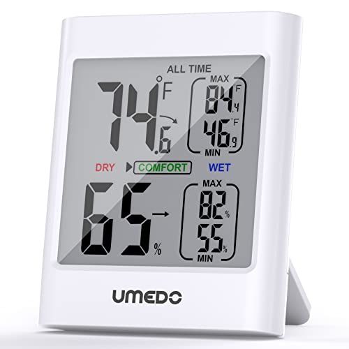 Digital Hygrometer Indoor Thermometer, Umedo Humidity Gauge with Large Display, Air Comfort Indicator, Accurate Hygrometer Thermometer Monitor for Home Basement Greenhouse Kitchen Baby Pet Reptile