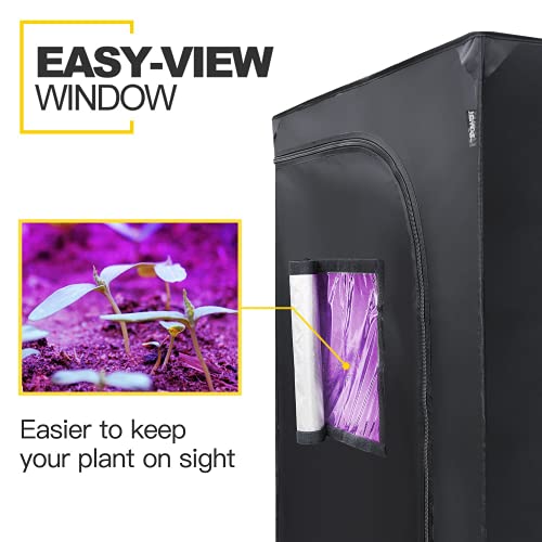 iPower 32" x 32" x 63" Grow Tent Indoor Plant Thick Mylar Reflective Hydroponic System with Floor Tray, Easy to Set, Black