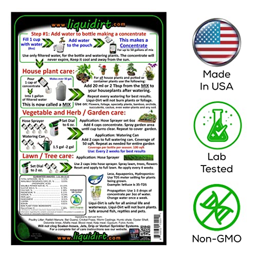 Liqui-Dirt Nano Powder All-Purpose Organic Complete Plant Food -18 Balanced Super Foods Blend of Vitamins Minerals Micro-Fungi and Bio-Organisms (50 Gallons)