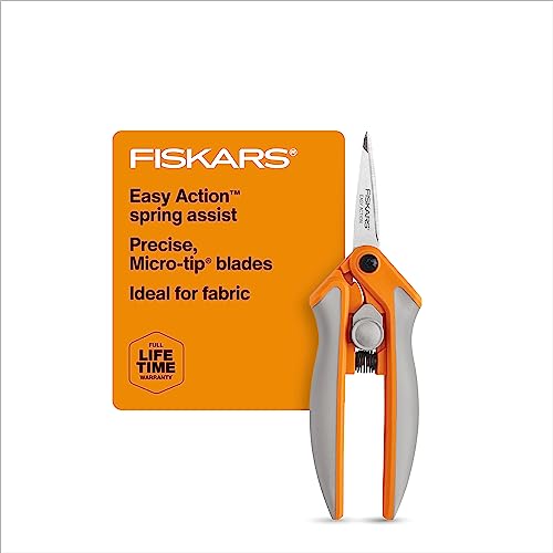 Fiskars RazorEdge Micro-Tip Easy Action Scissors - 5" Stainless Steel Shears - Fabric Scissors All Purpose for Arts and Crafts - Orange