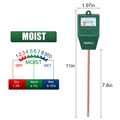 WNJ Soil Moisture Meter, Plant Moisture Meter Indoor & Outdoor, Hygrometer Moisture Sensor Soil Test Kit Plant Water Meter for Garden, Farm, Lawn