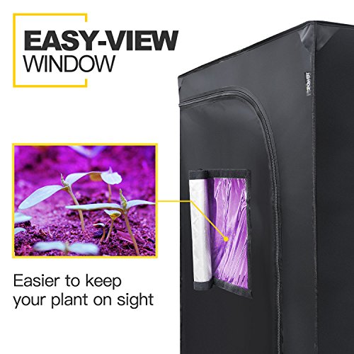 iPower 80"x80"x78" Mylar Hydroponic Water-Resistant Grow Tent with Observation Window and Removable Floor Tray, Tool Bag for Indoor Plant Seedling, Propagation, Blossom, etc