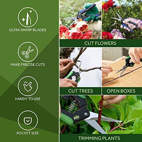 Hydroponic 2Pack Microtip Straight blade/Curved Blade Flower Leaf Trimmer Pruning Shears by Yieldcropper