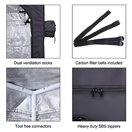 Plant Grow Tent,Home Use Hydroponic Plant Grow Tent with Observation Window and Floor Tray for Indoor Growing,Black (90x90x180cm)