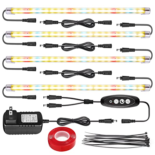 Roleadro Plant Grow Light, LM301B Chips & Red Full Spectrum T5 Grow Lamp with Timer Plant Lights Bar 4 Dimmable Levels for Indoor Tent Seedling Hydroponics - 4Pack