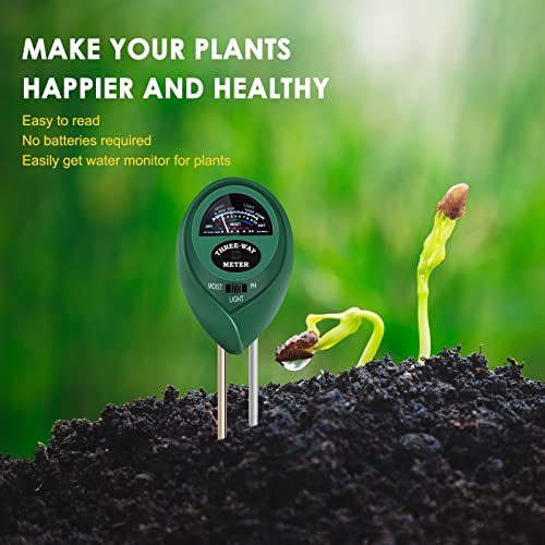 Cookmaster Soil PH Tester, Soil PH Meter, 3-in-1 Plant Moisture Meter, Light and PH Tester Kits, Soil Hygrometer Sensor for Gardening, Farming, Indoor and Outdoor Plants, Soil Test Kit for Garden