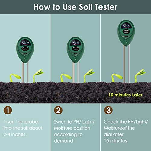 Cookmaster Soil PH Tester, Soil PH Meter, 3-in-1 Plant Moisture Meter, Light and PH Tester Kits, Soil Hygrometer Sensor for Gardening, Farming, Indoor and Outdoor Plants, Soil Test Kit for Garden