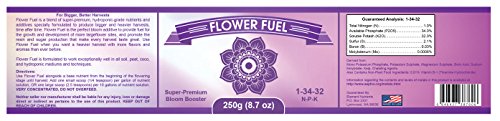 Bloom Booster and Yield Enhancer for Plants - Bigger, Heavier, Healthier Harvests, for Use in Soil and Hydroponics - Super Concentrated Phosphorus and Potassium - Flower Fuel 1-34-32, 250g