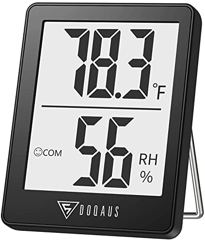 DOQAUS Digital Hygrometer Indoor Thermometer Humidity Meter Room Thermometer with 5s Fast Refresh Accurate Temperature Humidity Monitor for Home, Bedroom, Baby Room, Office, Greenhouse, Cellar (Black)