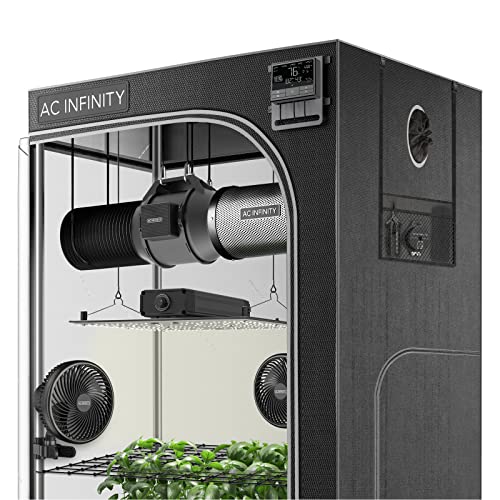 AC Infinity Advance Grow System 4x4, 4-Plant Kit, WiFi-Integrated Grow Tent Kit, Automate Ventilation, Circulation, Schedule Full Spectrum Samsung LM301B LED Grow Light, 2000D Mylar Tent