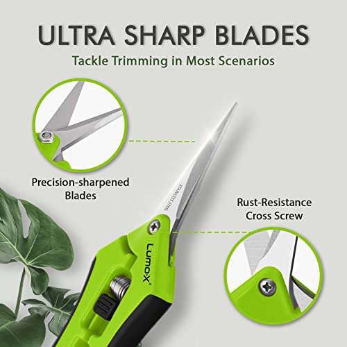 Lumo-X Trimming Scissors 1PC Pruning Snips STRAIGHT Blades for Precision Buds Trimming, Indoor/Outdoor Garden Trimming, Bonsai, Hydroponics