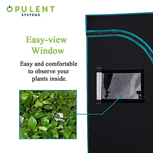 OPULENT SYSTEMS 32"x32"x64" Hydroponic Mylar Water-Resister Grow Tent Reflective Garden Growing Dark Room with Observation Window, Removable Floor Tray and Tool Bag for Indoor Plant Growing