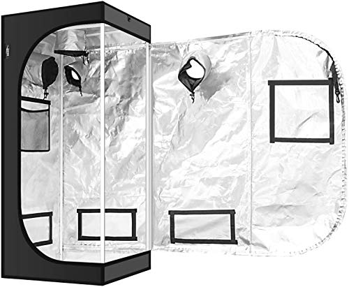 iPower 24"x24"x55" Mylar Hydroponic Grow Tent with Observation Window and Removable Floor Tray for Plant Seedling, Propagation, Blossom, 24" x 24" x 55", Water-Resistant