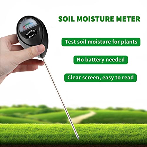 Hathdia Soil Moisture Meter, Plant Water Meter Soil Meter Moisture Sensor Hygrometer for Indoor Outdoor Plant Care,No Battery Needed(Black)
