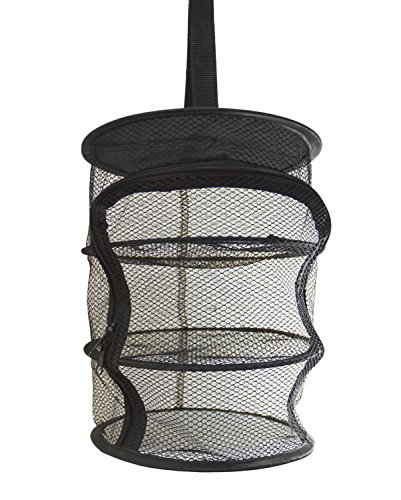 Natural Buy 9 Inch 3 Level Micro Hanging Dry Net Indoor/Closet Drying Rack for Herbs, Organizer, Freshner - Black Mash Screen with Top-to-Bottom Zipper - Apartment Size with Zipped Storage Pouch