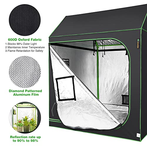 LAGarden 5x5 Grow Tent, 60"x60"x70" Roof Cube Tent with Observation Window & Floor Tray for Hydroponics Indoor Plant