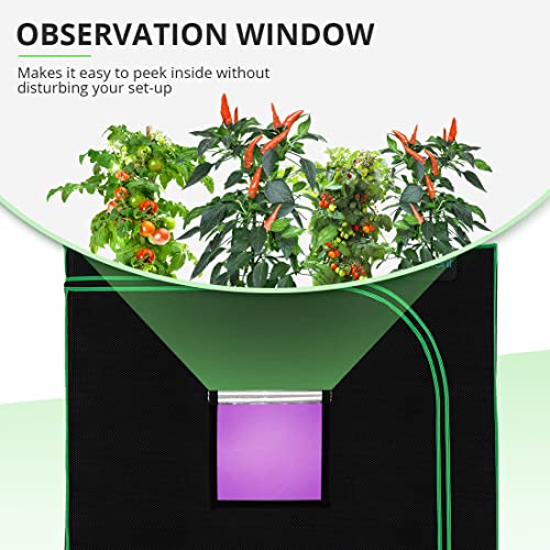 Quictent Approved 24"x24"x55" Reflective Mylar Hydroponic Grow Tent with Obeservation Window and Floor Tray for Indoor Plant Growing 2’x2’