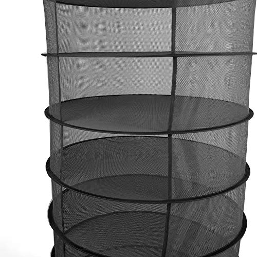 Bysameyee Herb Drying Rack, 8 Layer Hanging Plant Dryer Net, 2ft Black Collapsible Mesh Trays Without Zipper (8-Layer)