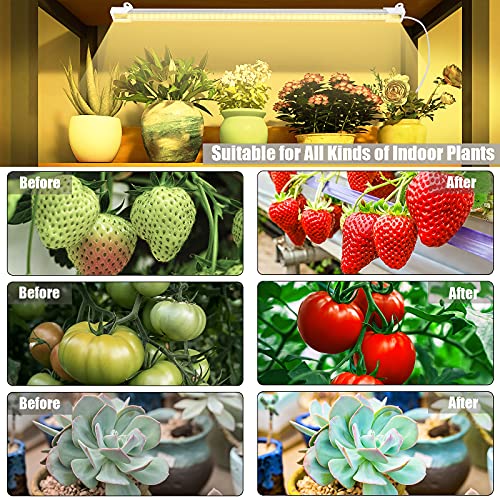 LED Plant Grow Light Strips Full Spectrum Grow Lights for Indoor Plants with Auto On/Off 3/6/12H Timer, 5 Dimmable Levels 192 LEDs Sunlike Grow Lamp for Hydroponics Succulent,Waterproof 4 Pack1