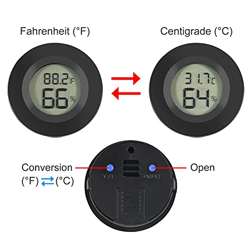 4pcs Mini Hygrometer Thermometer Digital LCD Monitor Indoor/Outdoor Humidity Meter Gauge Temperature for Humidifiers Dehumidifiers Greenhouse Reptile Plant Humidor Fahrenheit(℉) or Celsius(℃) (Black)