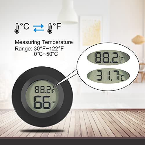 4pcs Mini Hygrometer Thermometer Digital LCD Monitor Indoor/Outdoor Humidity Meter Gauge Temperature for Humidifiers Dehumidifiers Greenhouse Reptile Plant Humidor Fahrenheit(℉) or Celsius(℃) (Black)