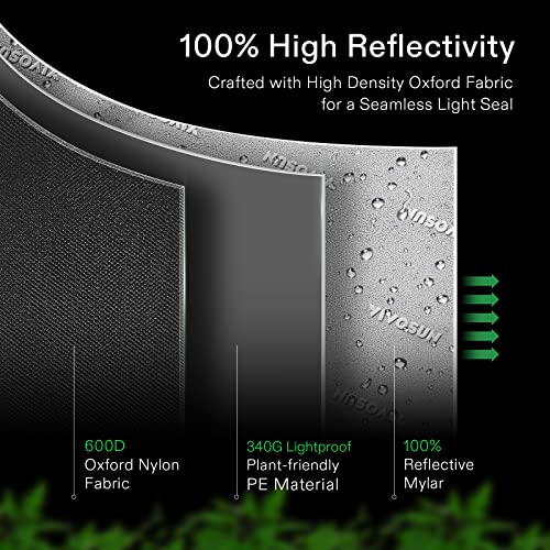 VIVOSUN D548 2-in-1 5x4 Grow Tent, 60"x48"x80" High Reflective Mylar with Multi-Chamber and Floor Tray for Hydroponic Indoor Plant