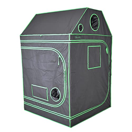 Green Hut 4x4 Grow Tent, 48"x48"x72" Roof Cube Plant Grow Tents with Observation Window and Floor Tray for Indoor Plant Growing Seedling