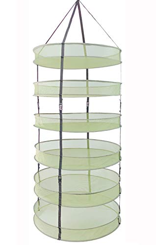 HORTIPOTS Hanging Drying Racks 2 FT Mesh Herb Dryer for Herbs and Clothes (2 FT Diameter, Green)