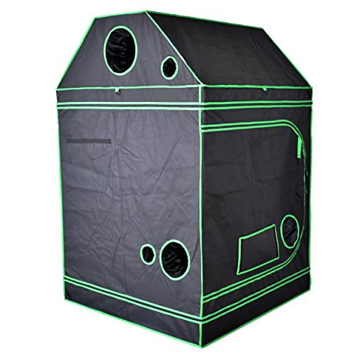 Green Hut 4x4 Grow Tent, 48"x48"x72" Roof Cube Plant Grow Tents with Observation Window and Floor Tray for Indoor Plant Growing Seedling