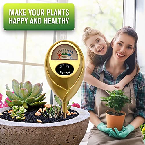 Soil Moisture Meter, Plant Water Monitor, Soil Hygrometer Sensor, Plant Water Meter, Soil Water Meter for Plant Care, Gardening, Farming, Indoor & Outdoor Use, No Battery Needed (Gold)