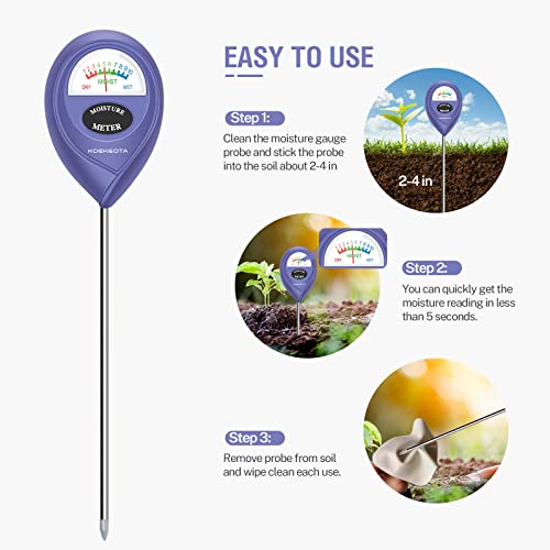 KOEKEOTA Soil Moisture Meter, Plant Water Meter for Indoor Outdoor Potted Plants,Soil Hygrometer Sensor for Gardening, Farming, Lawn Tool Kits for Plant Care. (Very Peri)