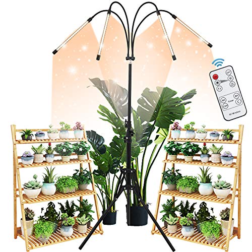 LED Plant Grow Light with Stand,WTINTELL LED Grow Light Full Spectrum for Indoor Plants,10 Dimmable Levels,3 Modes Timing,Tripod Adjustable 15-72 inch.