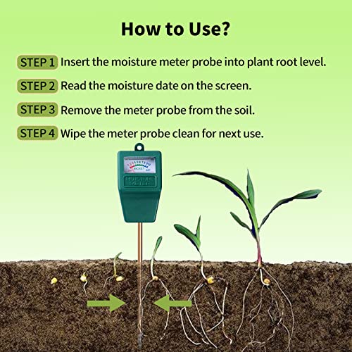 IUSEIT Soil Moisture Meter,Soil Hygrometer for Plants, Soil Water Gauge Meter Indoor Outdoor, Soil Moisture Sensor for Garden, Lawn, Farm Plants Care(Green)