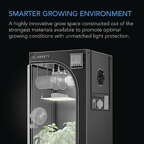 AC Infinity CLOUDLAB 422 Advance Grow Tent, 24”x24”x48” Thickest 1 in. Poles, Highest Density 2000D Diamond Mylar Canvas, 2x2 for Hydroponics Indoor Growing
