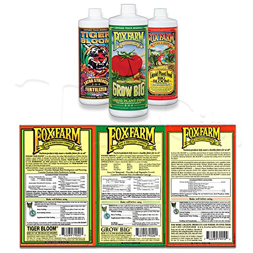 FoxFarm GLCMBX0006 Liquid Nutrient Soil Trio-Pints, Grow Big, Tiger Bloom, 16 Fl Oz Combo Pack Fertilizer