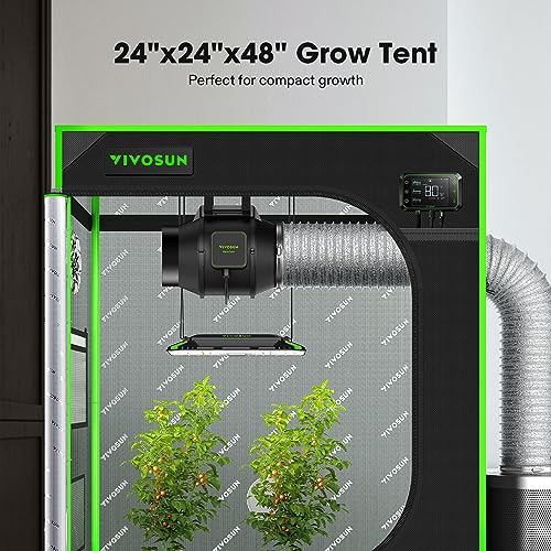 VIVOSUN S224 2x2 Grow Tent, 24"x24"x48" High Reflective Mylar with Observation Window and Floor Tray for Hydroponics Indoor Plant for VS1000