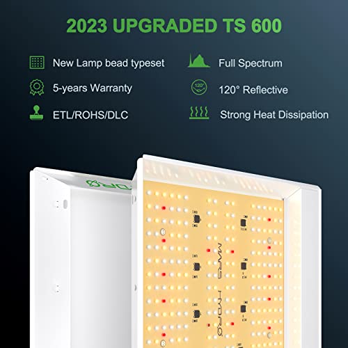 MARS HYDRO 2023 New TS600 LED Grow Lights for Indoor Plants, New Diodes Layout More Uniform Full Spectrum Growing Lamps for Hydroponic Indoor Plants Veg Bloom in 2x2 Grow Tent Greenhouse Four for 4x4