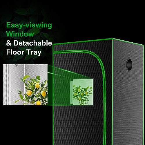 MELONFARM Grow Tent 32"x32"x63''Reflective 600D Mylar Hydroponic with Observation Window, Floor Tray and Tool Bag for Indoor Plant Growing