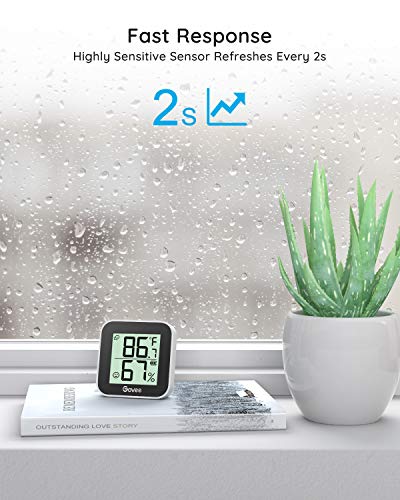 Govee Temperature Humidity Monitor 2-Pack, Indoor Room Thermometer Hygrometer with App Alert, Mini Bluetooth Digital Thermometer Humidity Sensor with Data Storage for Home Greenhouse Cellar
