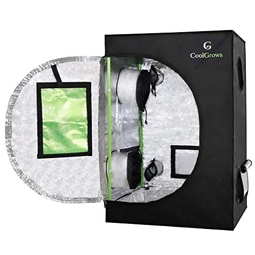 CoolGrows Grow Tent, 2x2 Feet Mylar Grow Tent with Obeservation Window and Floor Tray for Indoor Plant Growing (24"x24"x36")