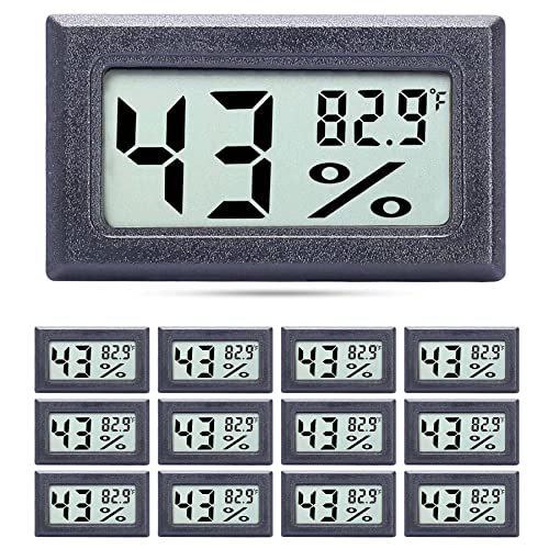 Goabroa (12 Pack) Mini Small Hygrometer Thermometer, Digital Indoor Humidity Gauge Monitor with Temperature Meter Sensor Fahrenheit (℉ )