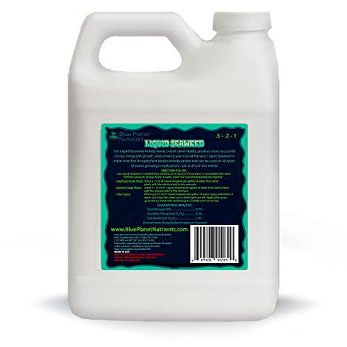 Liquid Seaweed for Plants (32 oz) Quart | Concentrated Liquid Kelp Supplement | Makes UP to 470 GALLONS | for All Plants & Gardens | Blue Planet Nutrients