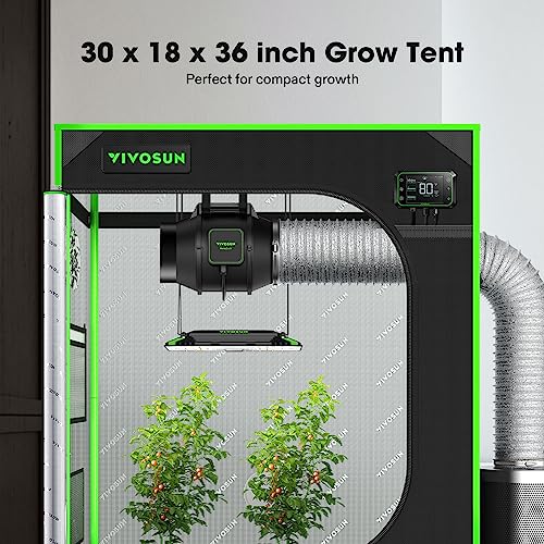 VIVOSUN S3018 30"x18"x36" Grow Tent, High Reflective Mylar with Observation Window and Floor Tray for Hydroponics Indoor Plant for VS1000