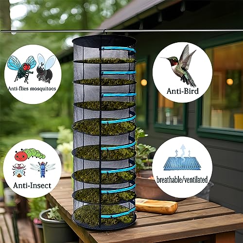 CASOLLY Herb Drying Rack for Dry, 2ft 8 Layer Plant Dry Rack Hanging W/Blue Zipper,Garden Scissor Include