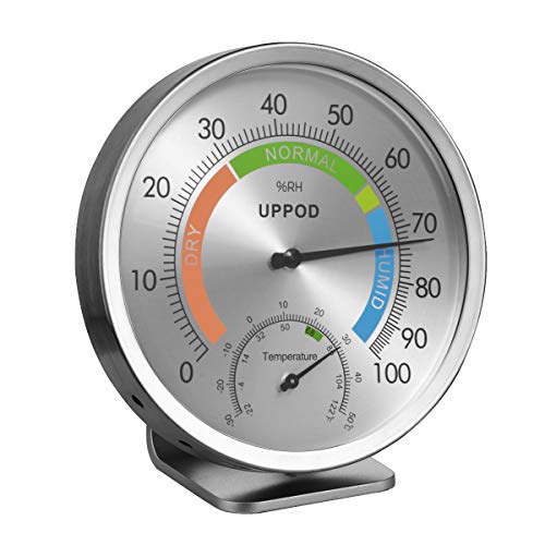 LittleGood 5" Indoor Outdoor Hygrometer/Thermometer, Humidity Gauge Indicator Temperature Humidity Monitor, Analog Hygrometer Humidor (English Version)