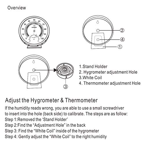 LittleGood 5" Indoor Outdoor Hygrometer/Thermometer, Humidity Gauge Indicator Temperature Humidity Monitor, Analog Hygrometer Humidor (English Version)