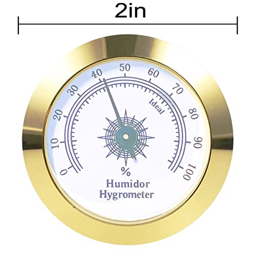 Cigar Hygrometer, Anync Round Hygrometer for Cigar Humidor, Cigar Box/Cigar Cabinet 2 inch Diameter Gold