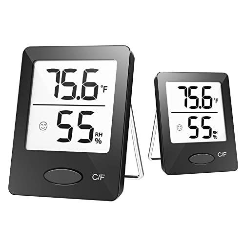 Digital Thermometer Hygrometer Outdoor, 2-Pack Indoor Humidity Meter, Home Temperature Thermometers Sensor Gauge, Temp Monitor Humidistat Acurite - Lash Baby Room, Outside, Greenhouse Plant, Incubator
