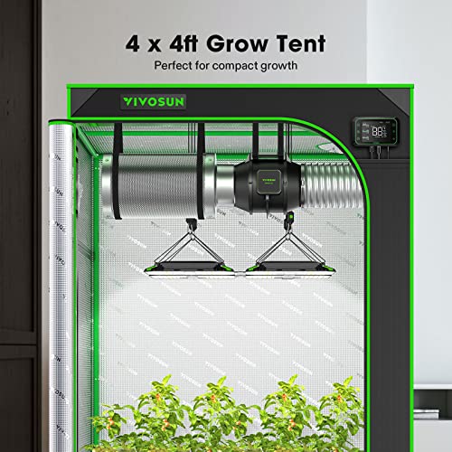 VIVOSUN S448 4x4 Grow Tent, 48"x48"x80" High Reflective Mylar with Observation Window and Floor Tray for Hydroponics Indoor Plant for VS4000/VSF4300