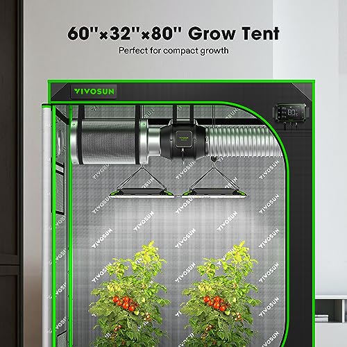 VIVOSUN S538 5x2 Grow Tent, 60"x32"x80" High Reflective Mylar with Observation Window and Floor Tray for Hydroponics Indoor Plant for VS2000/VSF4300